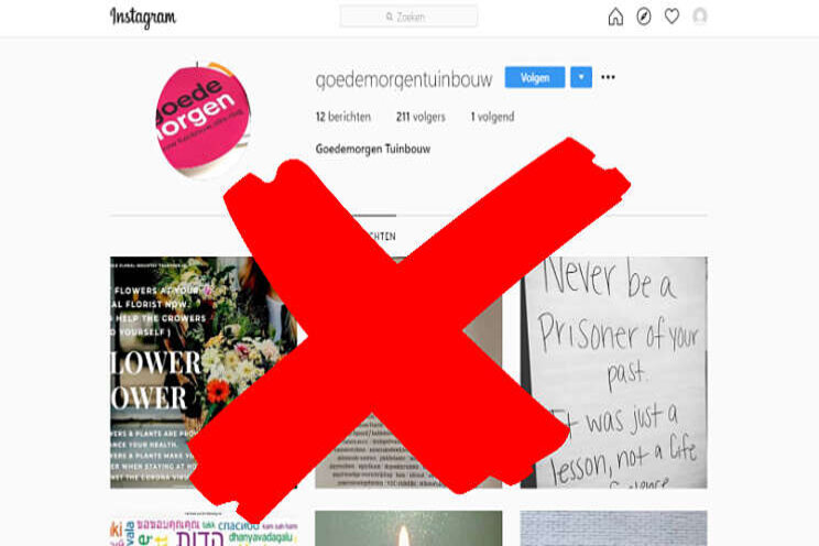 Fake account 'Goedemorgen'   actief op Instagram